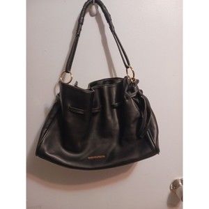 Badgley Mischka Soft Bucket Bag Purse Black NWOT Faux Leather Large Roomy